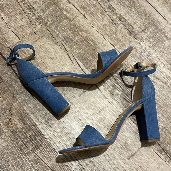 Ivanka Trump - Klover Sandals - Blue Chambray Suede Block Heel - Size 9M - GUC!! - Picture 7 of 9